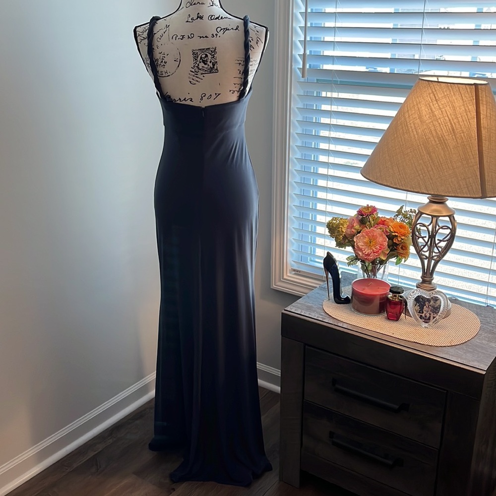 MAX & CLEO Braided Strap Front Drape Evening Gown Maxi Dress - Picture 7 of 9
